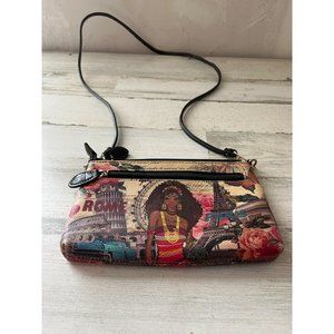 Rome Paris Eiffel Tower woman of color with Afro zippered crossbody bag